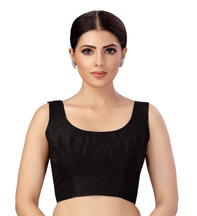 Nitya Banaras Black Sleeveless Blouse