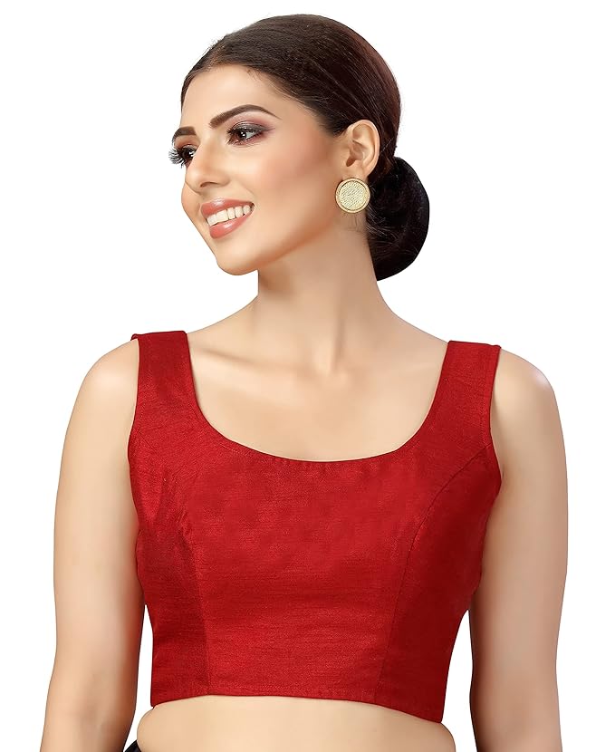 Nitya Banaras Maroon Sleevless Blouse