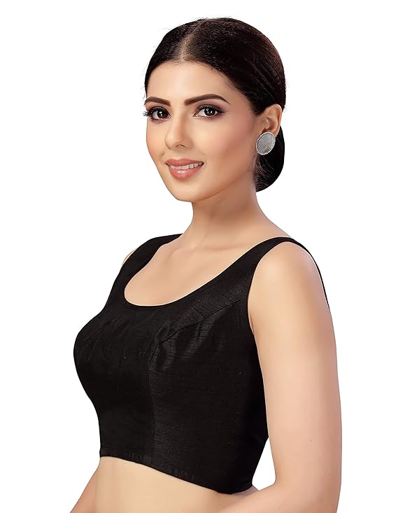 Nitya Banaras Black Sleevless Blouse