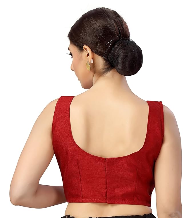 Nitya Banaras Maroon Sleevless Blouse
